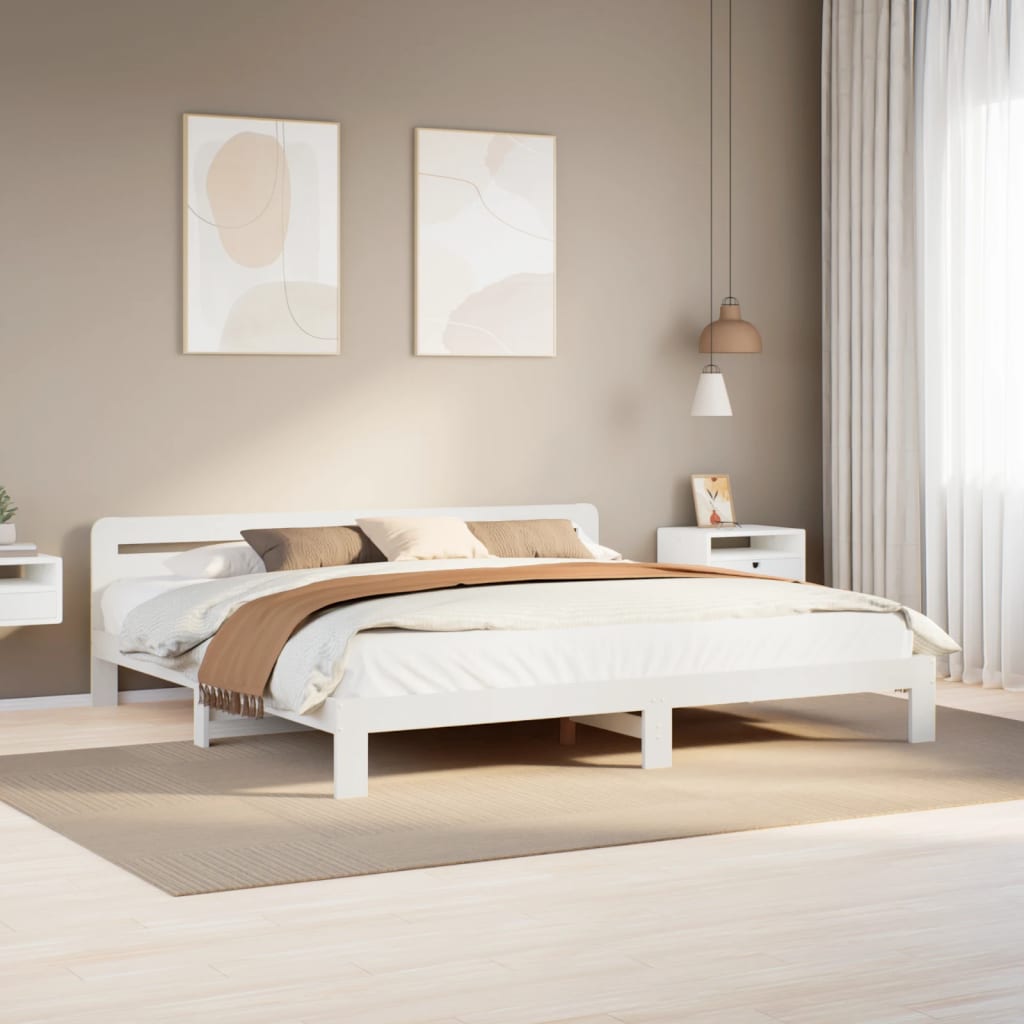 Cadre de lit sans matelas blanc 180x200 cm bois massif de pin - XIOS