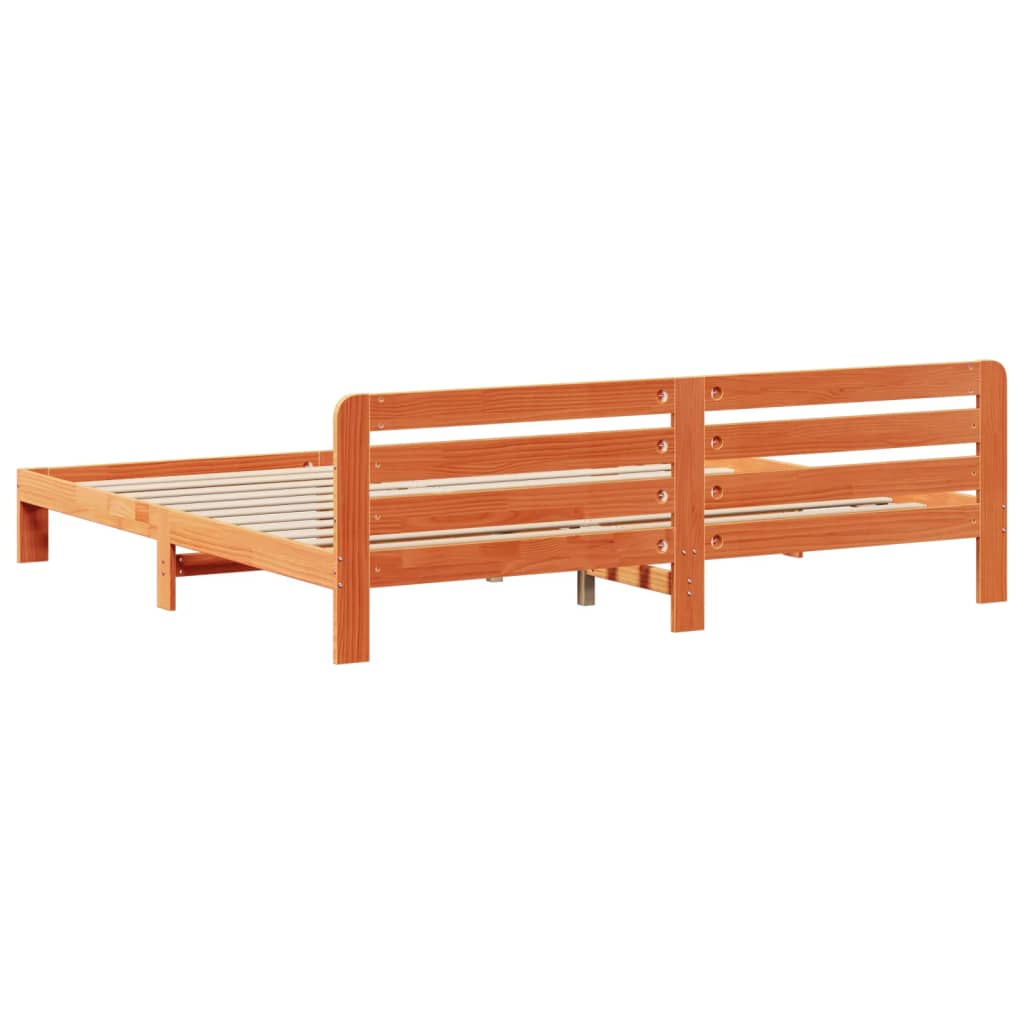 Cadre de lit sans matelas cire marron 180x200cm bois pin massif - XIOS