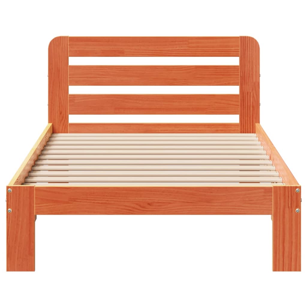 Cadre de lit sans matelas cire marron 90x190 cm bois pin massif - XIOS