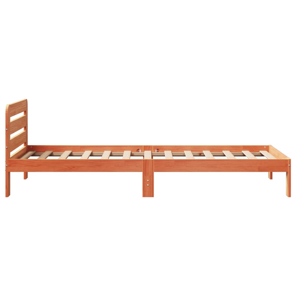 Cadre de lit sans matelas cire marron 90x190 cm bois pin massif - XIOS