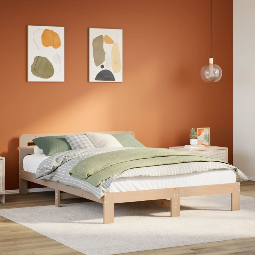 Cadre de lit sans matelas 135x190 cm bois de pin massif - XIOS