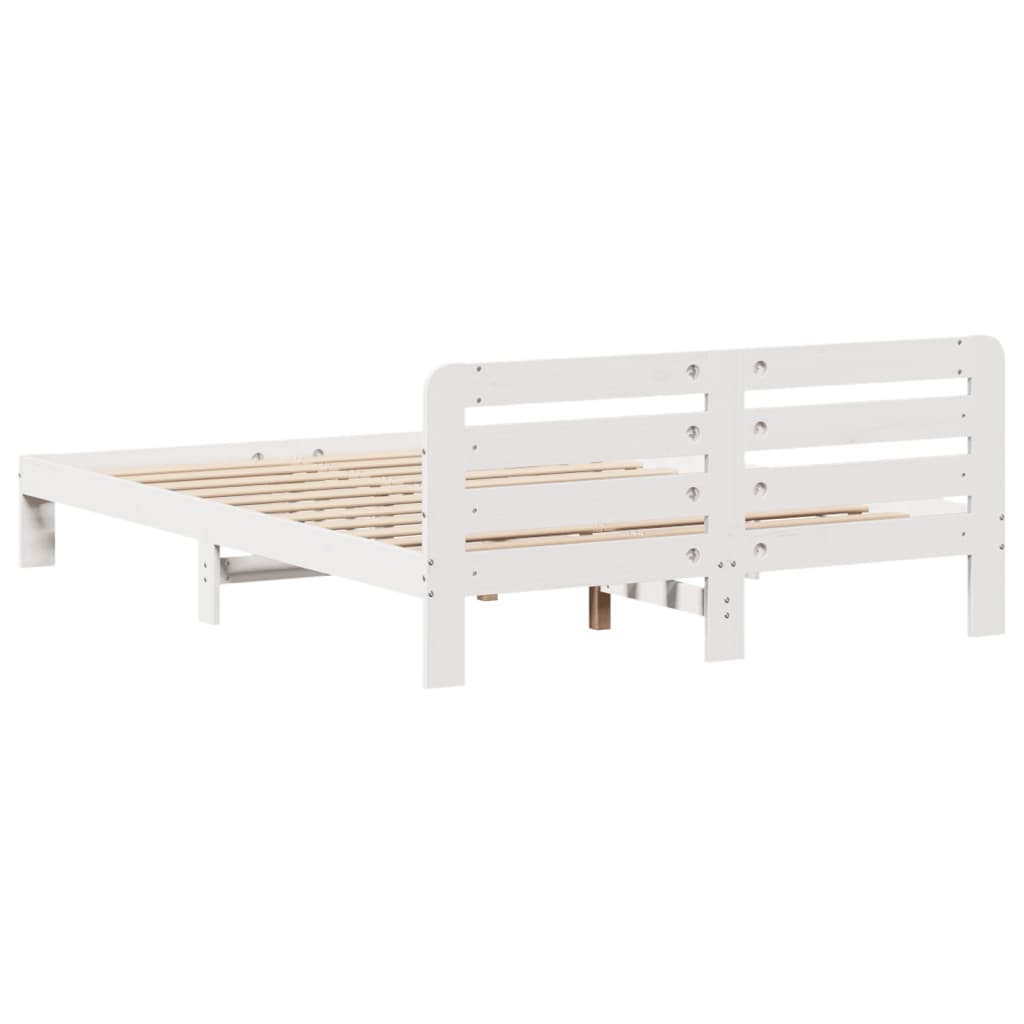 Cadre de lit sans matelas blanc 135x190 cm bois de pin massif - XIOS