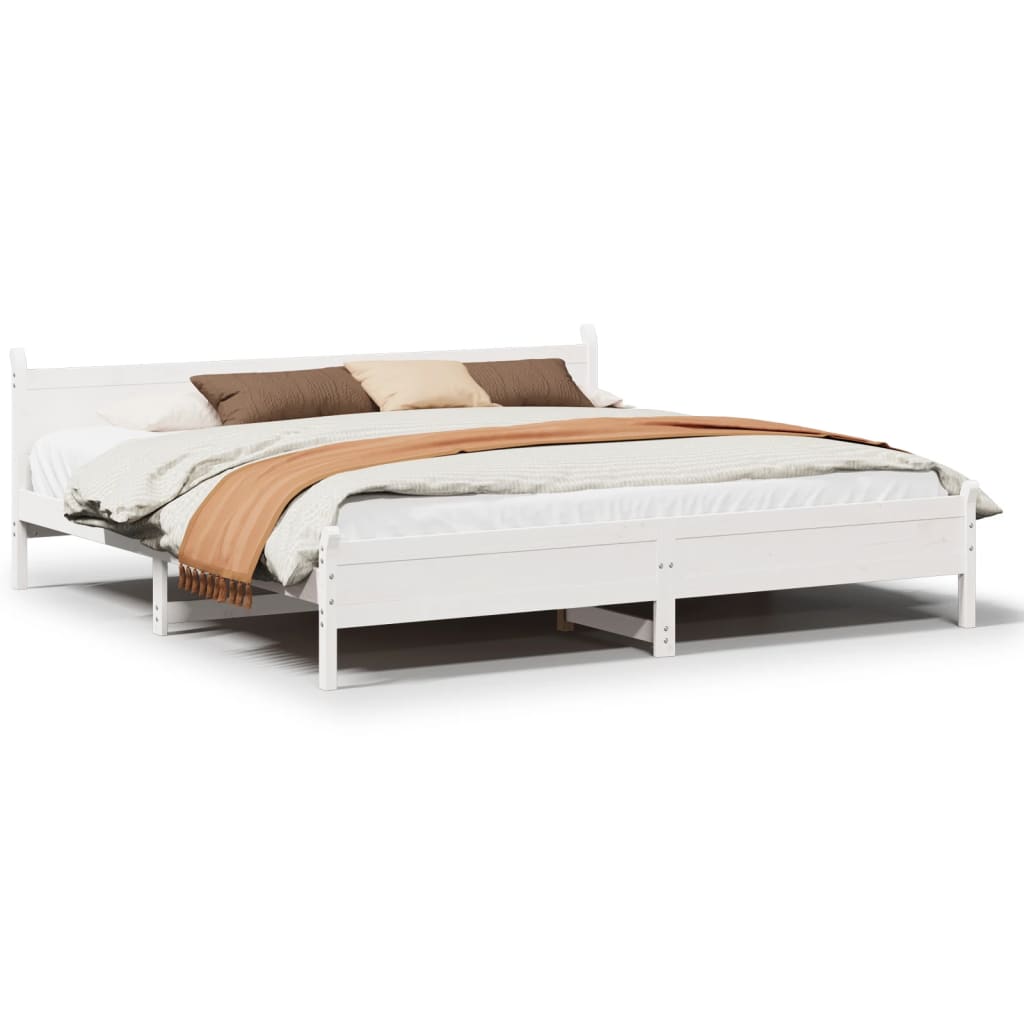 Cadre de lit sans matelas blanc 180x200 cm bois massif de pin - XIOS