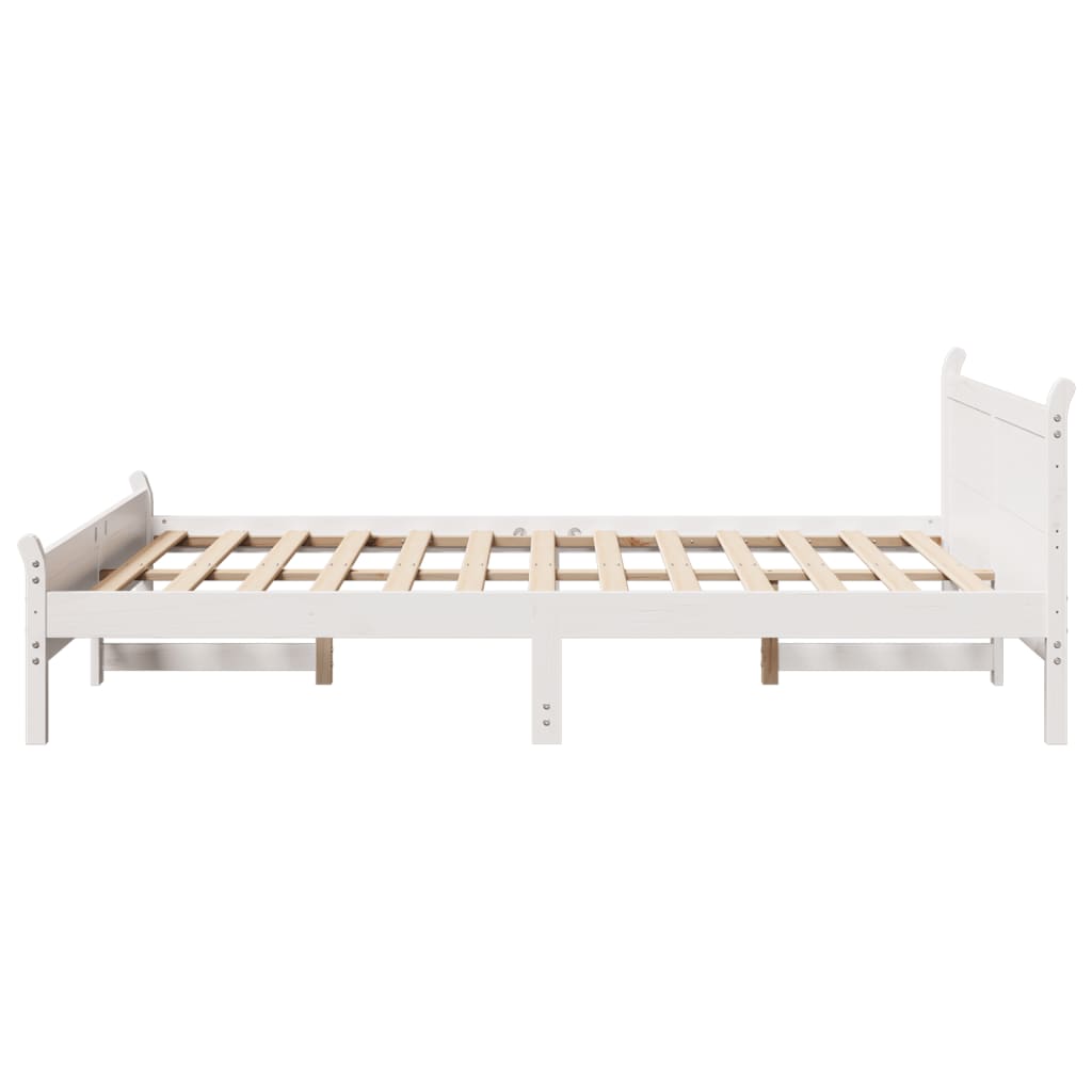 Cadre de lit sans matelas blanc 160x200 cm bois de pin massif - XIOS