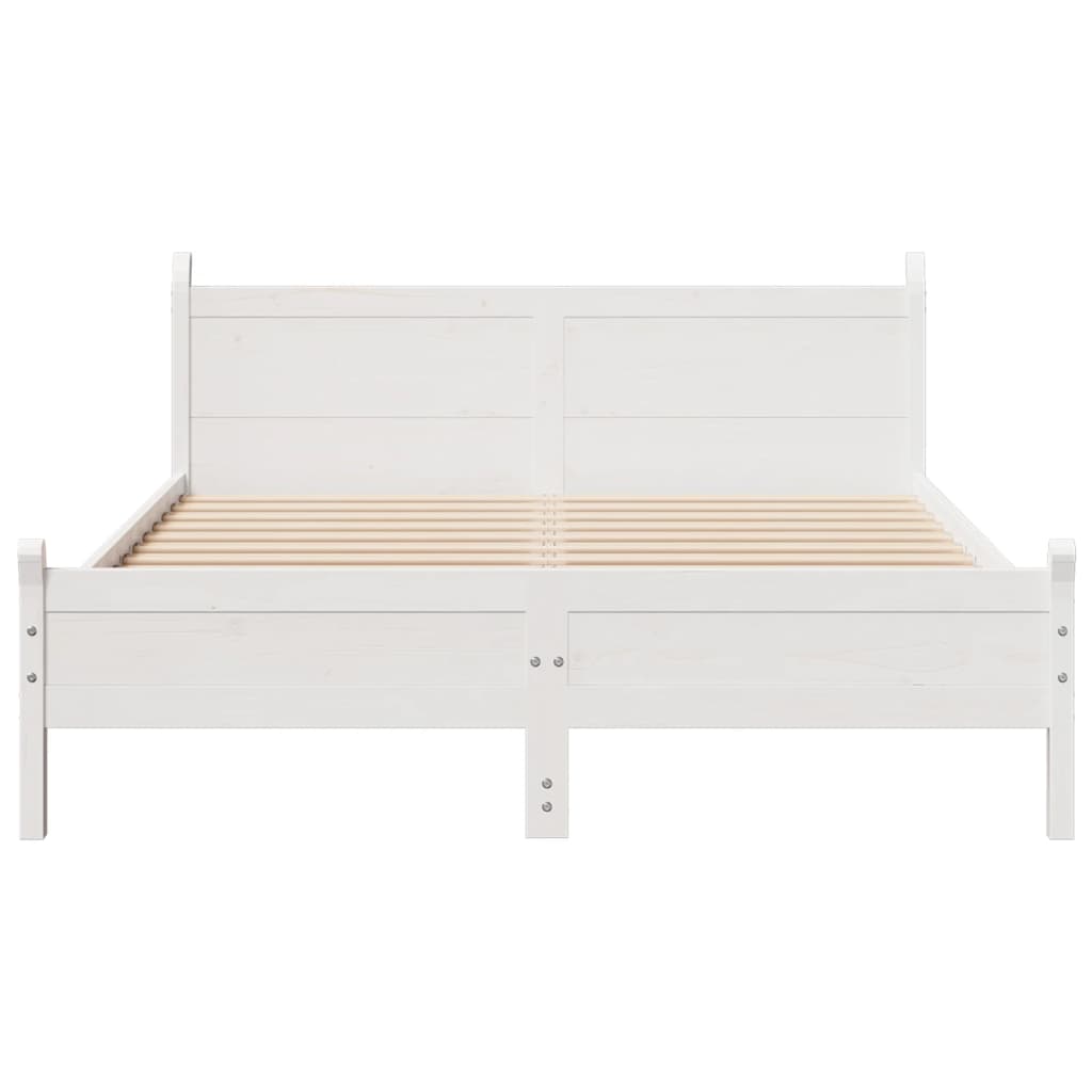 Cadre de lit sans matelas blanc 150x200 cm bois de pin massif - XIOS