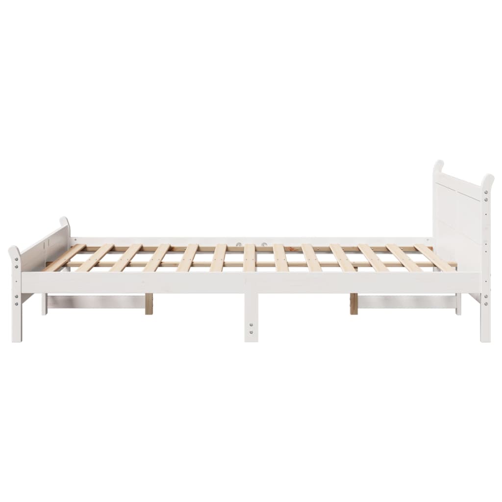 Cadre de lit sans matelas blanc 150x200 cm bois de pin massif - XIOS