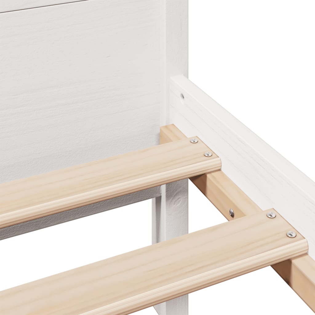 Cadre de lit sans matelas blanc 140x200 cm bois de pin massif - XIOS