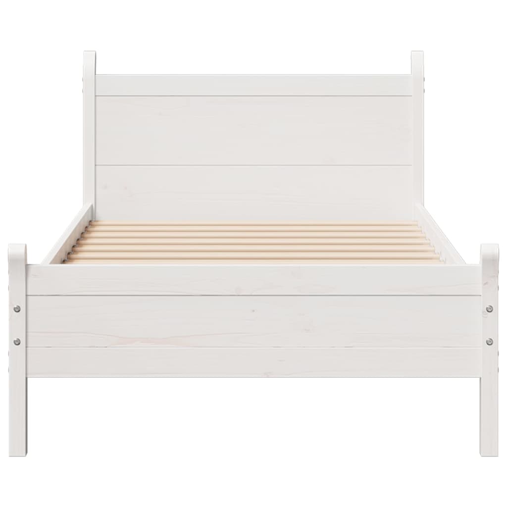 Cadre de lit sans matelas blanc 90x200 cm bois de pin massif - XIOS