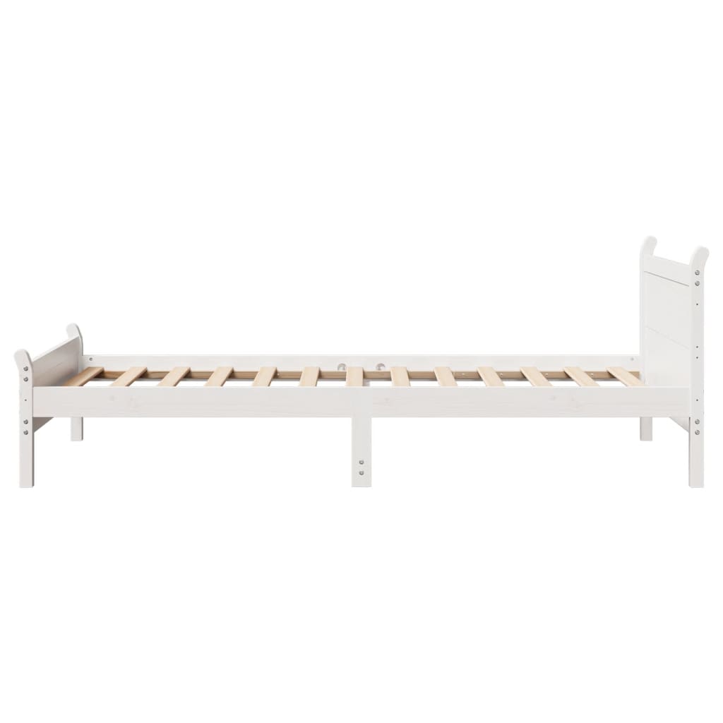 Cadre de lit sans matelas blanc 90x200 cm bois de pin massif - XIOS