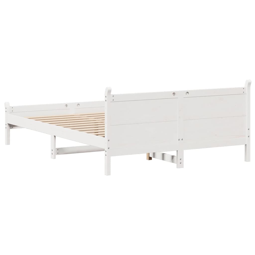 Cadre de lit sans matelas blanc 140x190 cm bois de pin massif - XIOS