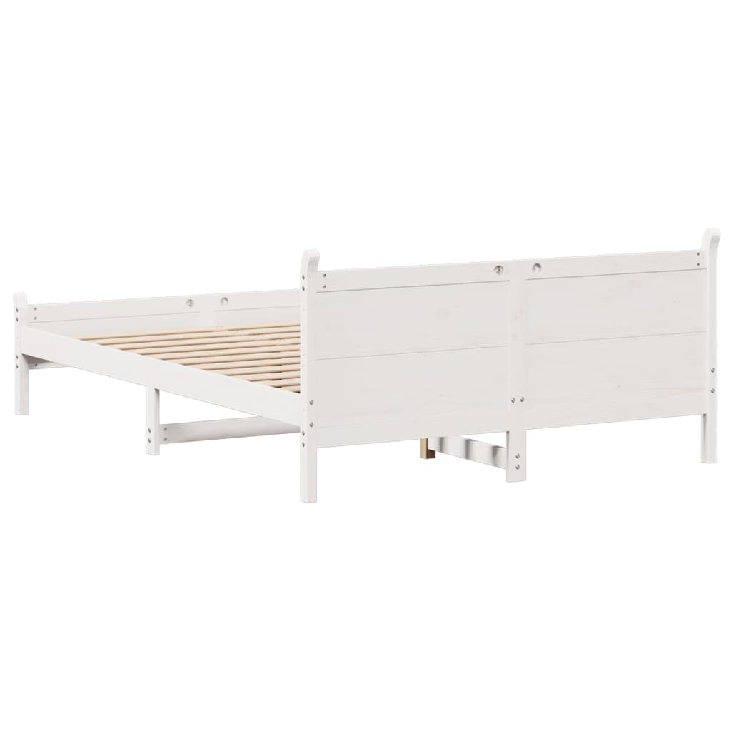 Cadre de lit sans matelas blanc 135x190 cm bois de pin massif - XIOS