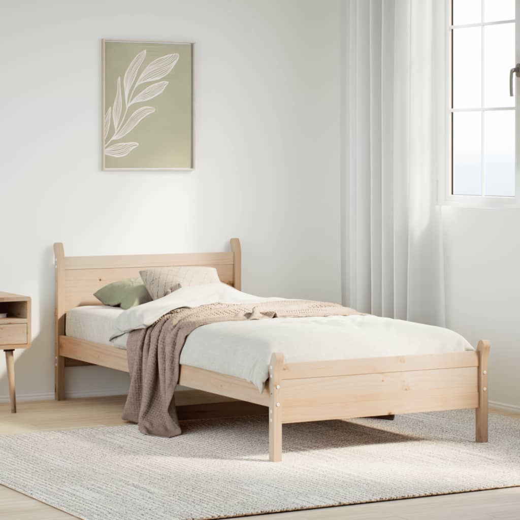 Cadre de lit sans matelas 75x190 cm bois de pin massif - XIOS