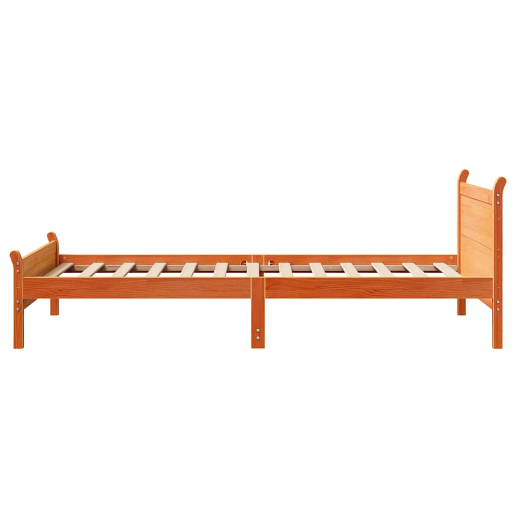 Cadre de lit sans matelas cire marron 75x190 cm bois pin massif - XIOS