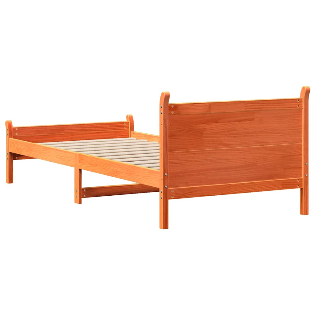 Cadre de lit sans matelas cire marron 75x190 cm bois pin massif - XIOS