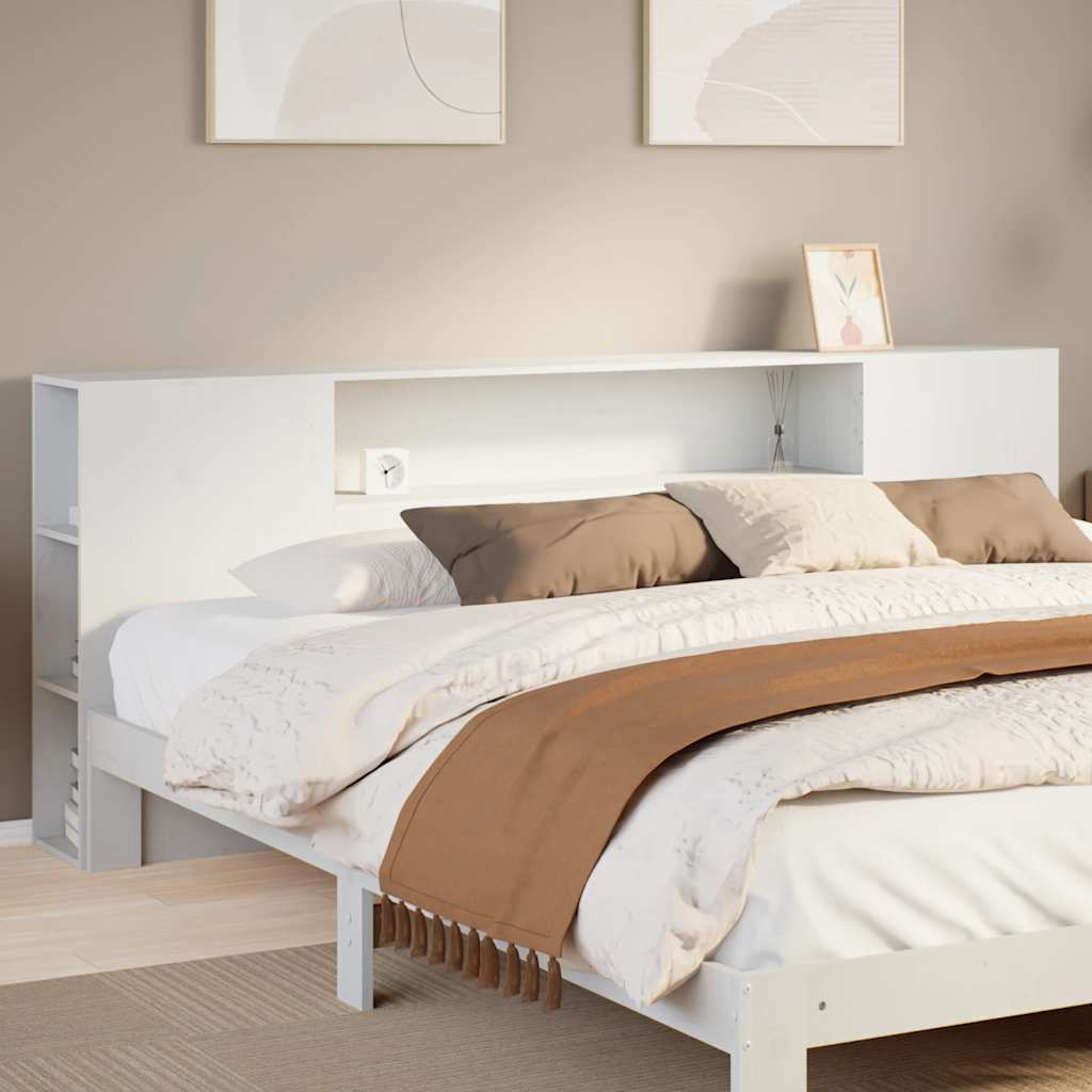 Tête de lit avec rangement blanc 200 cm bois massif de pin - XIOS