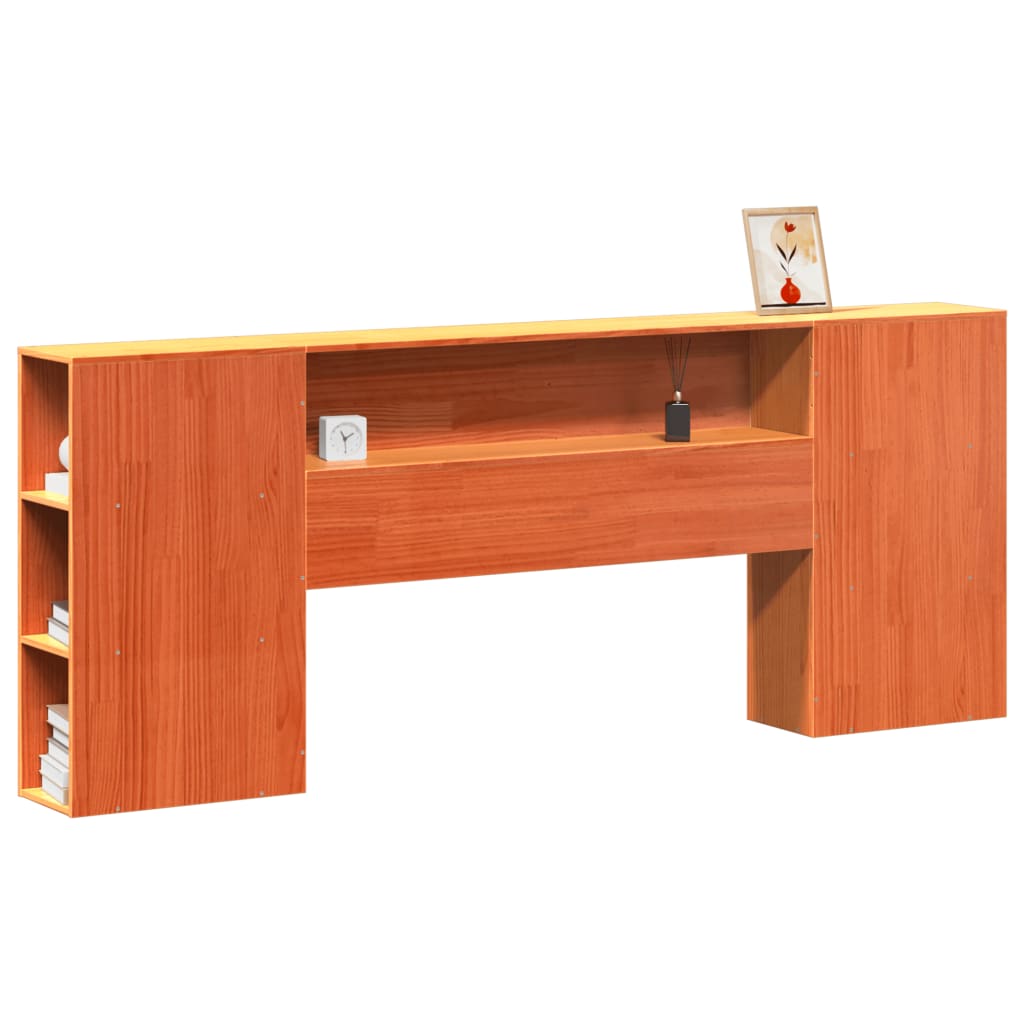 Tête de lit avec rangement cire marron 180cm bois massif de pin - XIOS