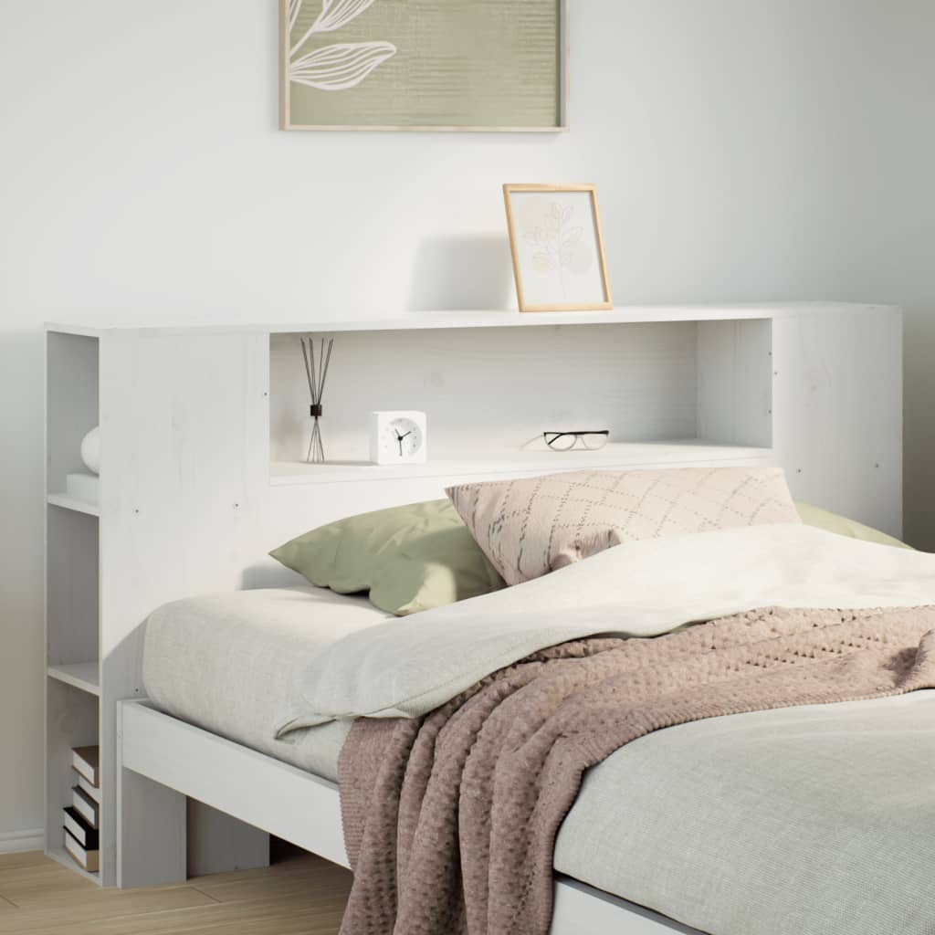 Tête de lit avec rangement blanc 160 cm bois massif de pin - XIOS
