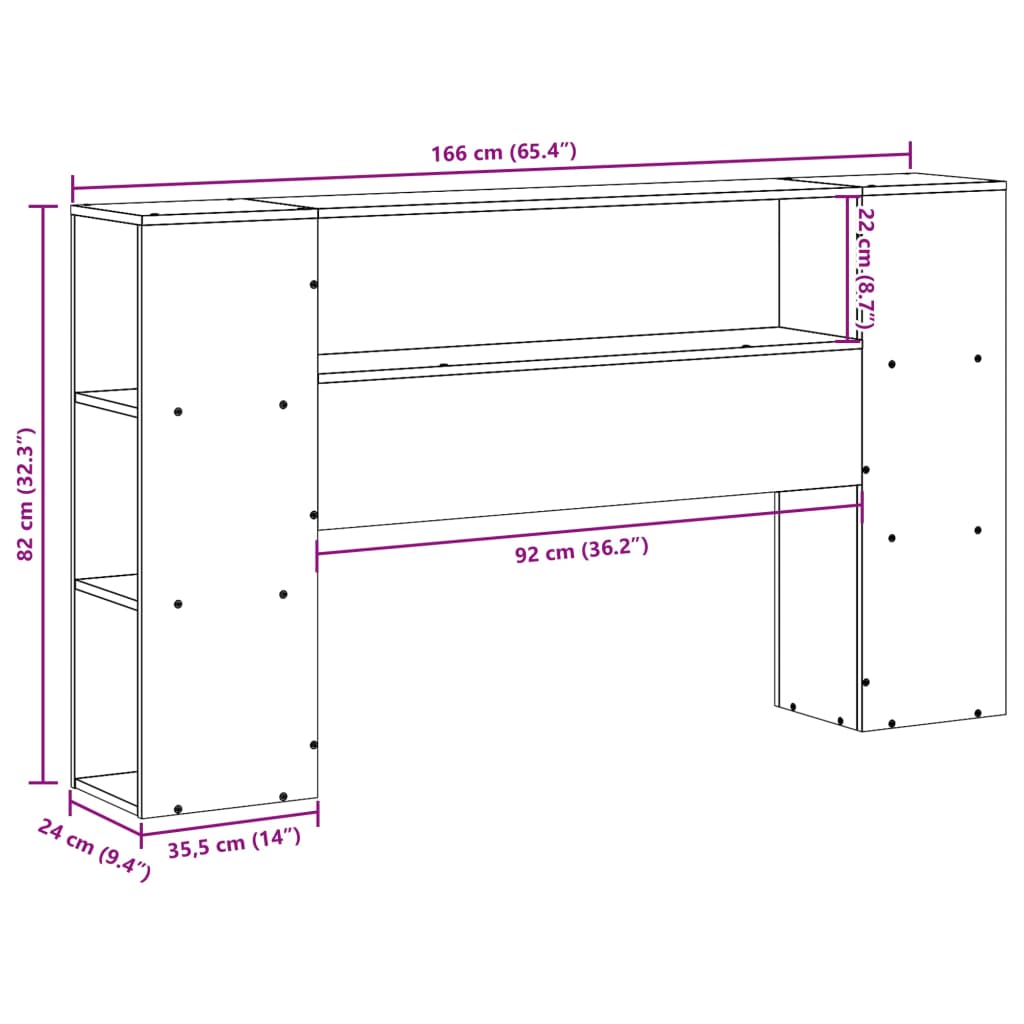 Tête de lit avec rangement cire marron 160cm bois massif de pin - XIOS