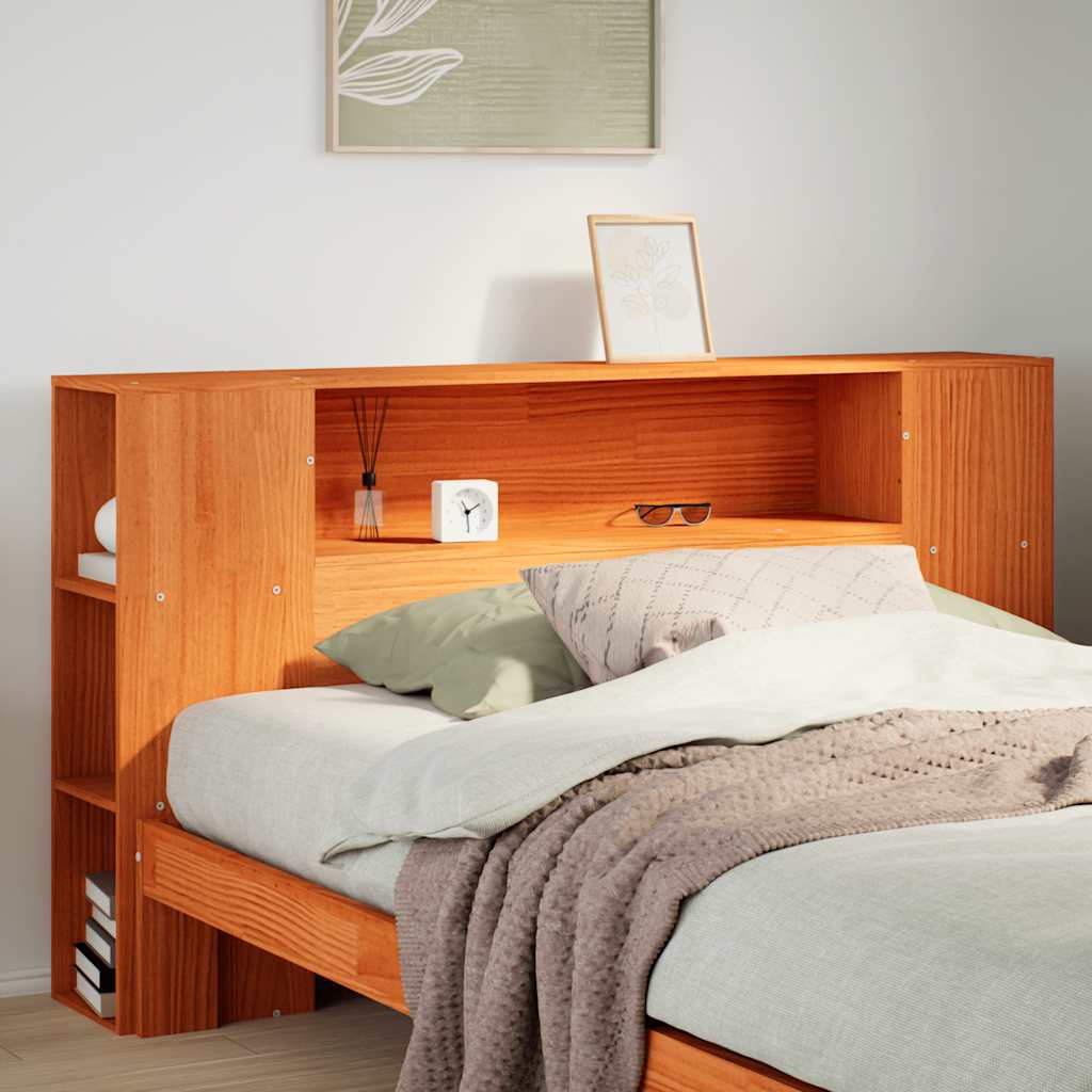 Tête de lit avec rangement cire marron 150cm bois massif de pin - XIOS
