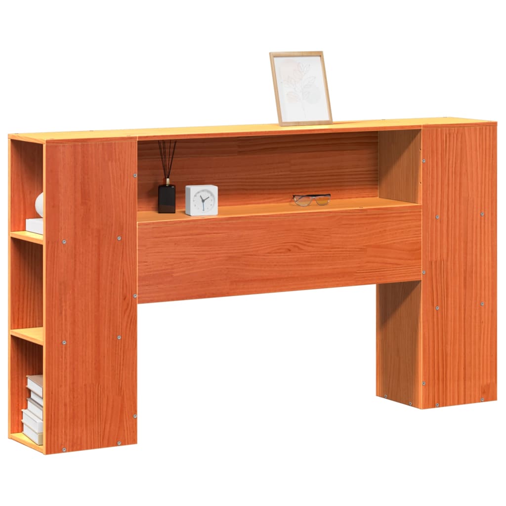Tête de lit avec rangement cire marron 135cm bois massif de pin - XIOS