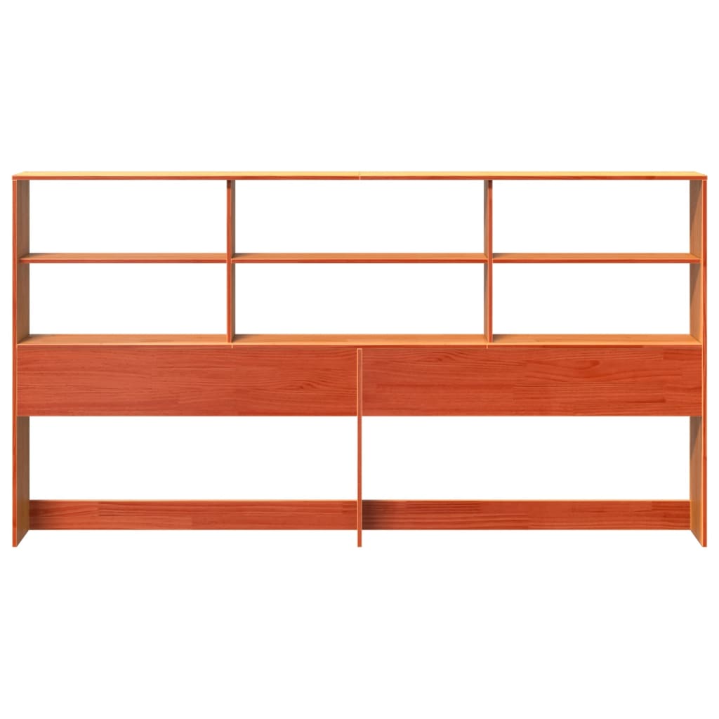 Tête de lit avec rangement cire marron 200cm bois massif de pin - XIOS