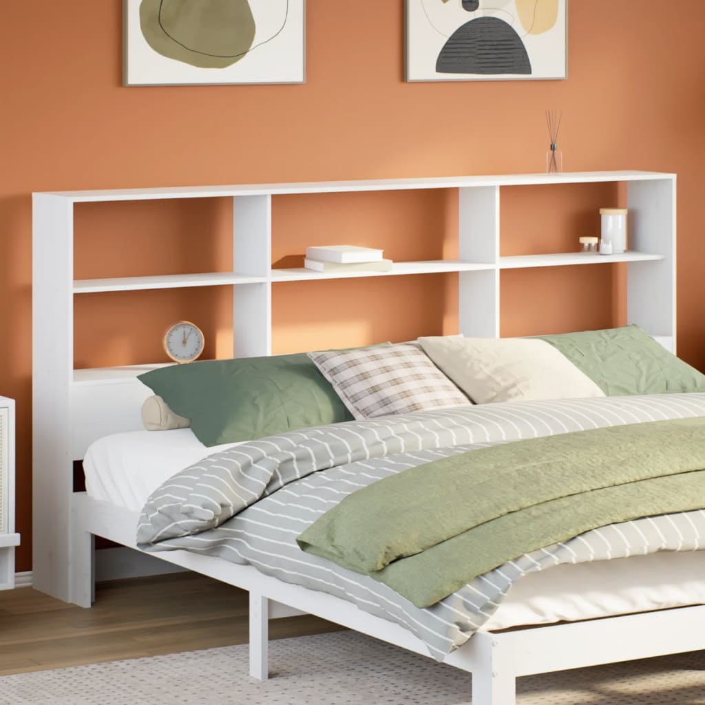 Tête de lit avec rangement blanc 180 cm bois massif de pin - XIOS