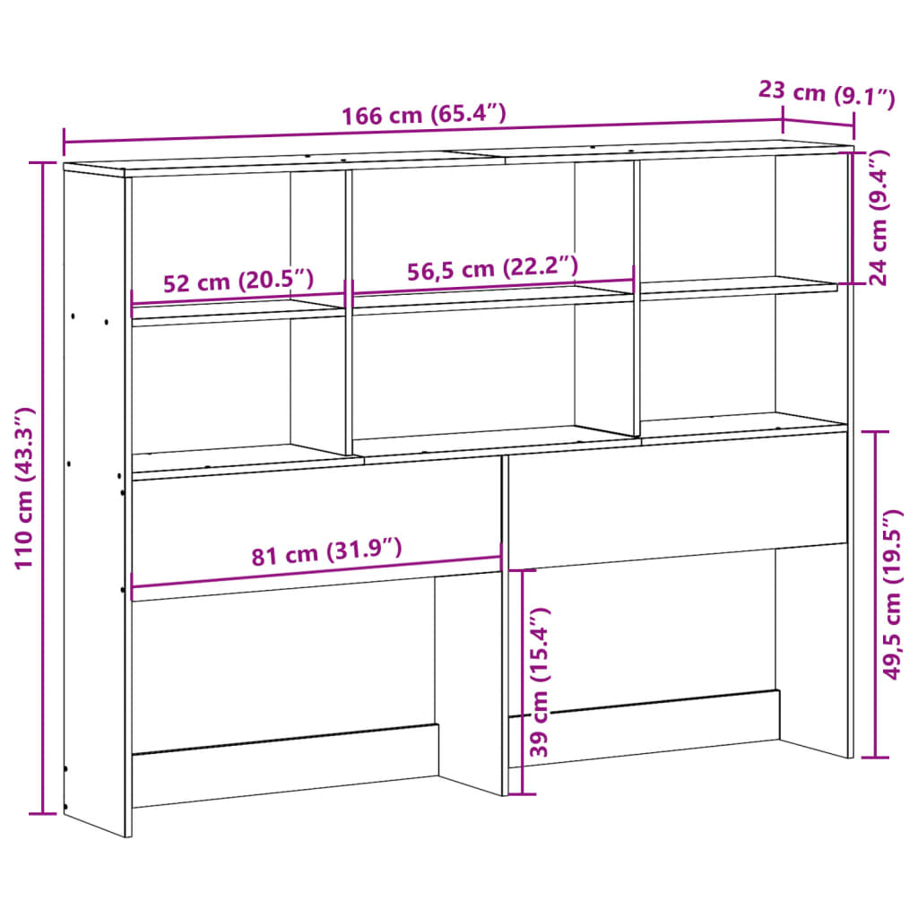 Tête de lit avec rangement cire marron 160cm bois massif de pin - XIOS