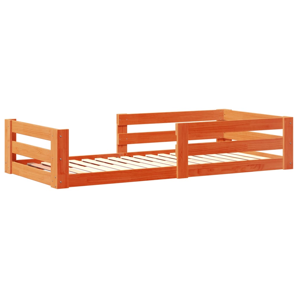 Cadre de lit sans matelas cire marron 100x200cm bois pin massif - XIOS