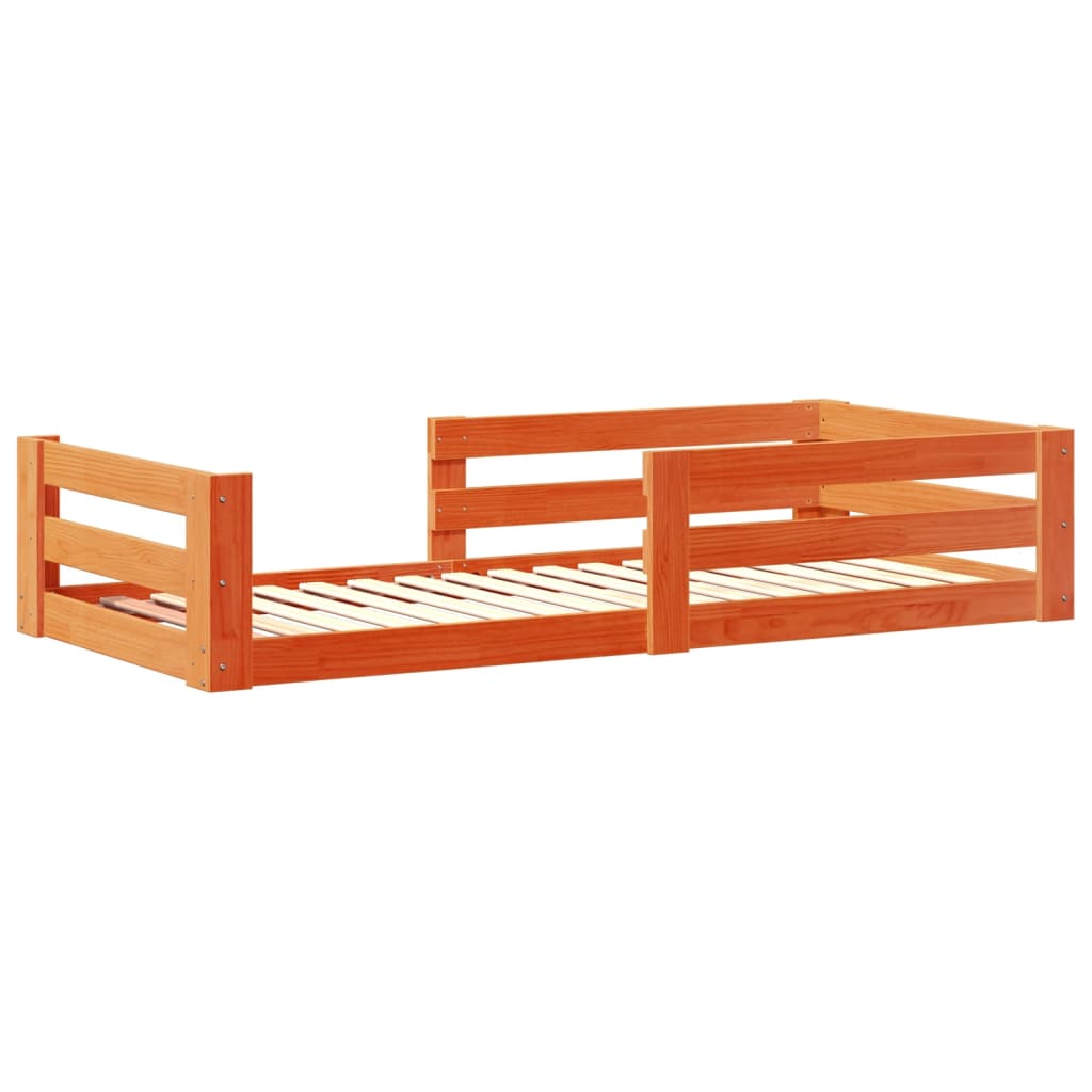 Cadre de lit sans matelas cire marron 90x190 cm bois pin massif - XIOS