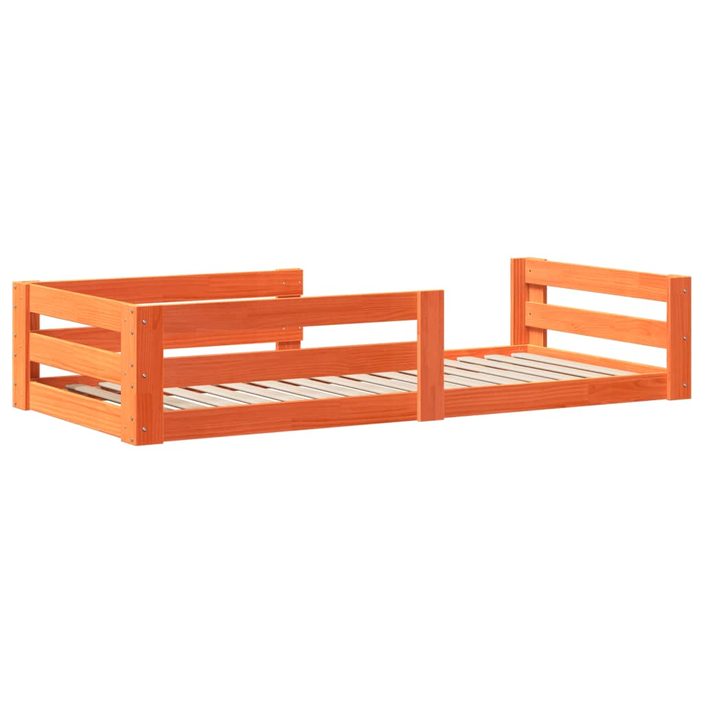 Cadre de lit sans matelas cire marron 90x190 cm bois pin massif - XIOS