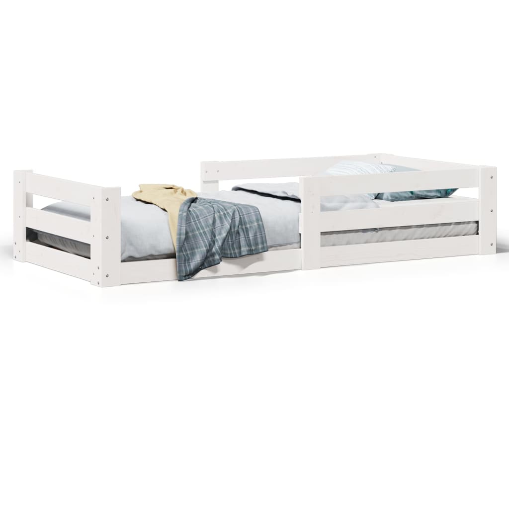 Cadre de lit sans matelas blanc 75x190 cm bois de pin massif - XIOS