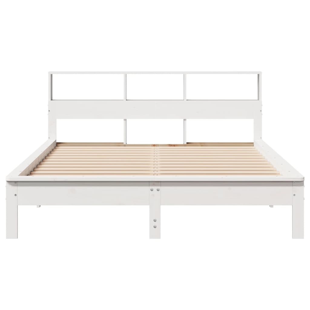 Lit bibliothèque sans matelas blanc 120x200 cm bois pin massif - XIOS