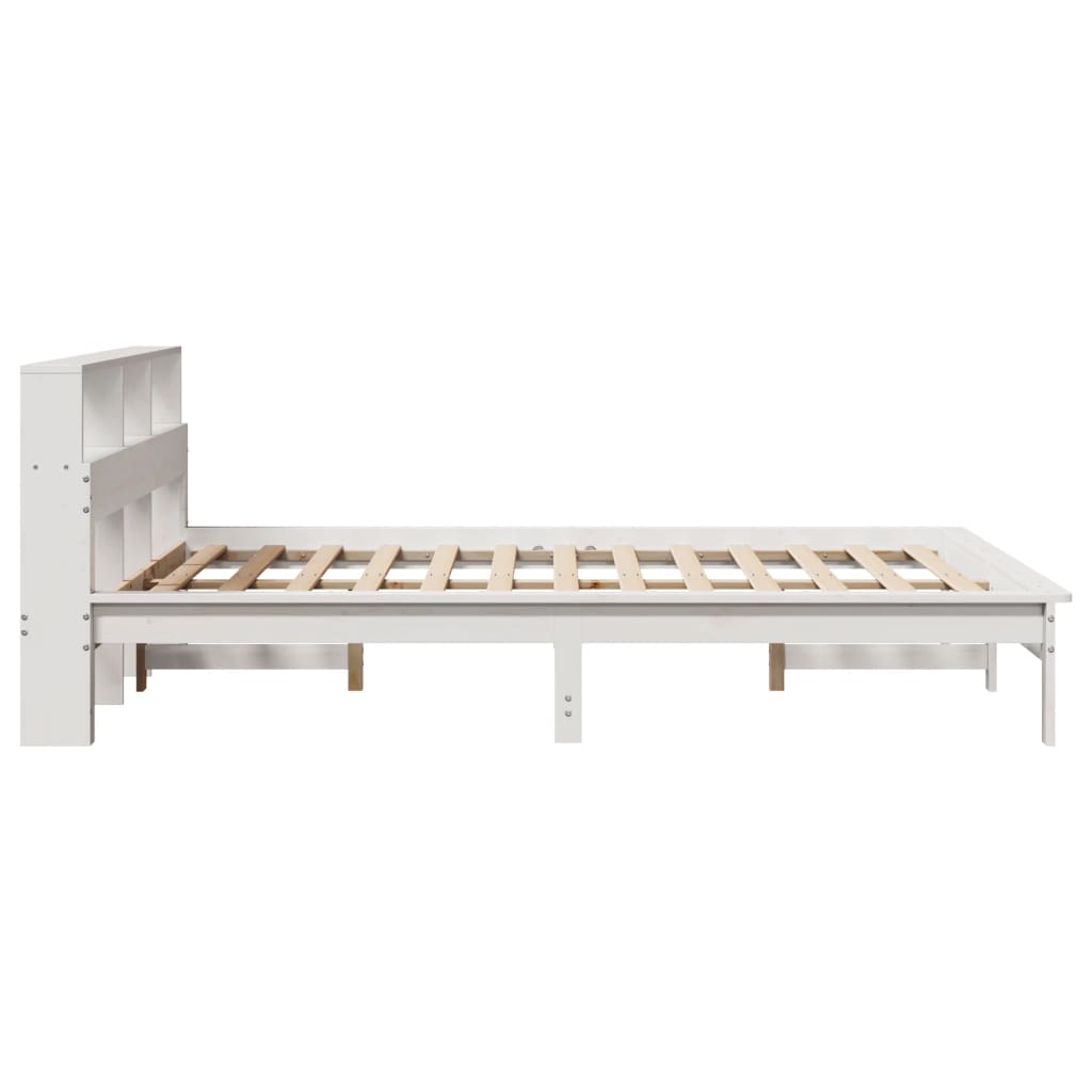 Lit bibliothèque sans matelas blanc 120x200 cm bois pin massif - XIOS