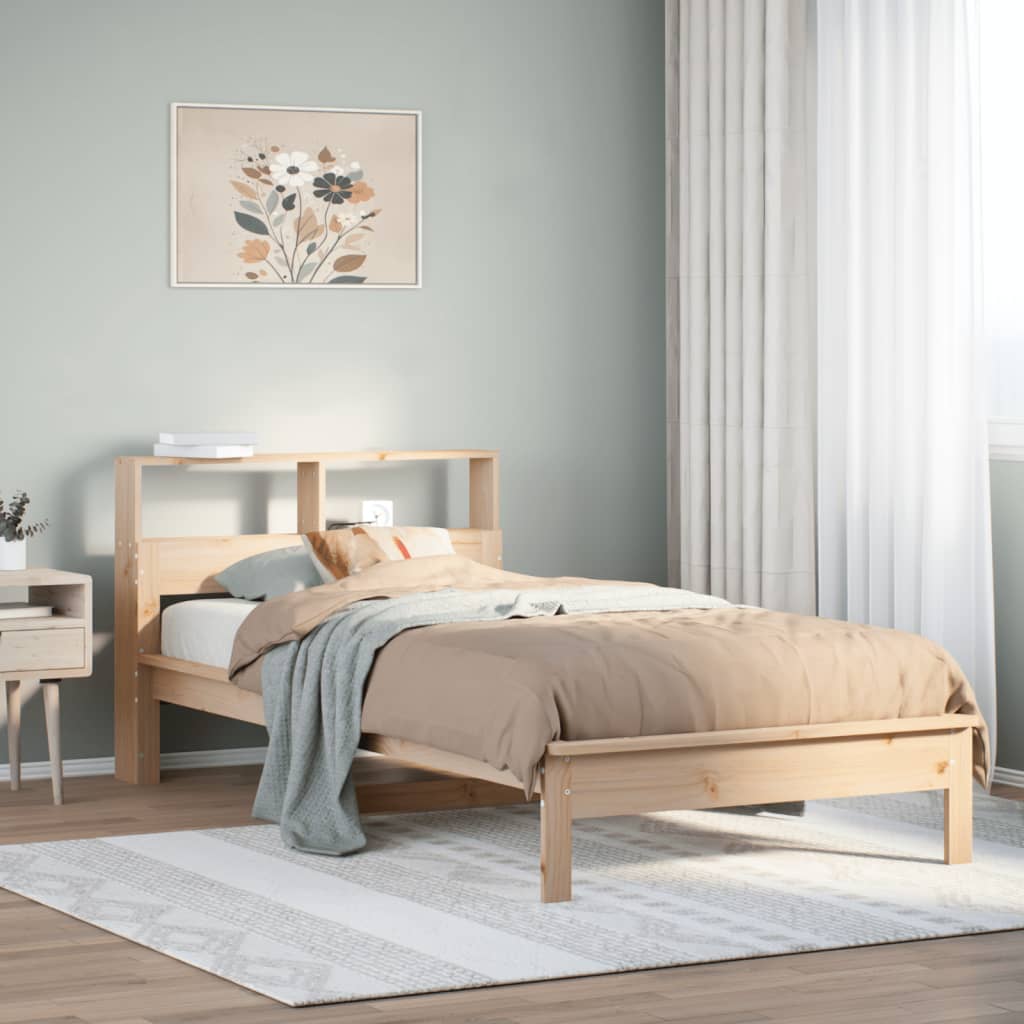 Lit bibliothèque sans matelas 100x200 cm bois massif de pin - XIOS