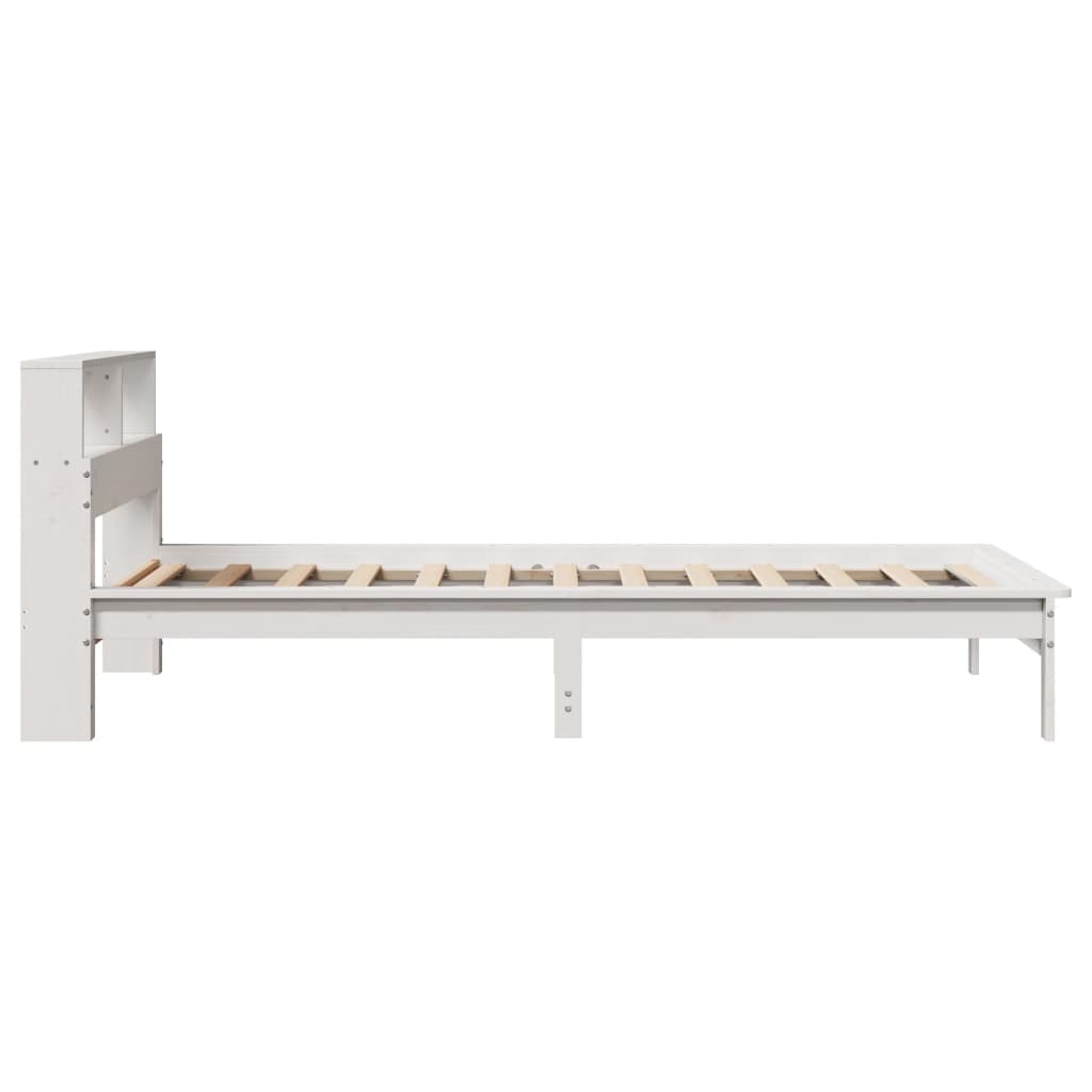 Lit bibliothèque sans matelas blanc 100x200 cm bois pin massif - XIOS
