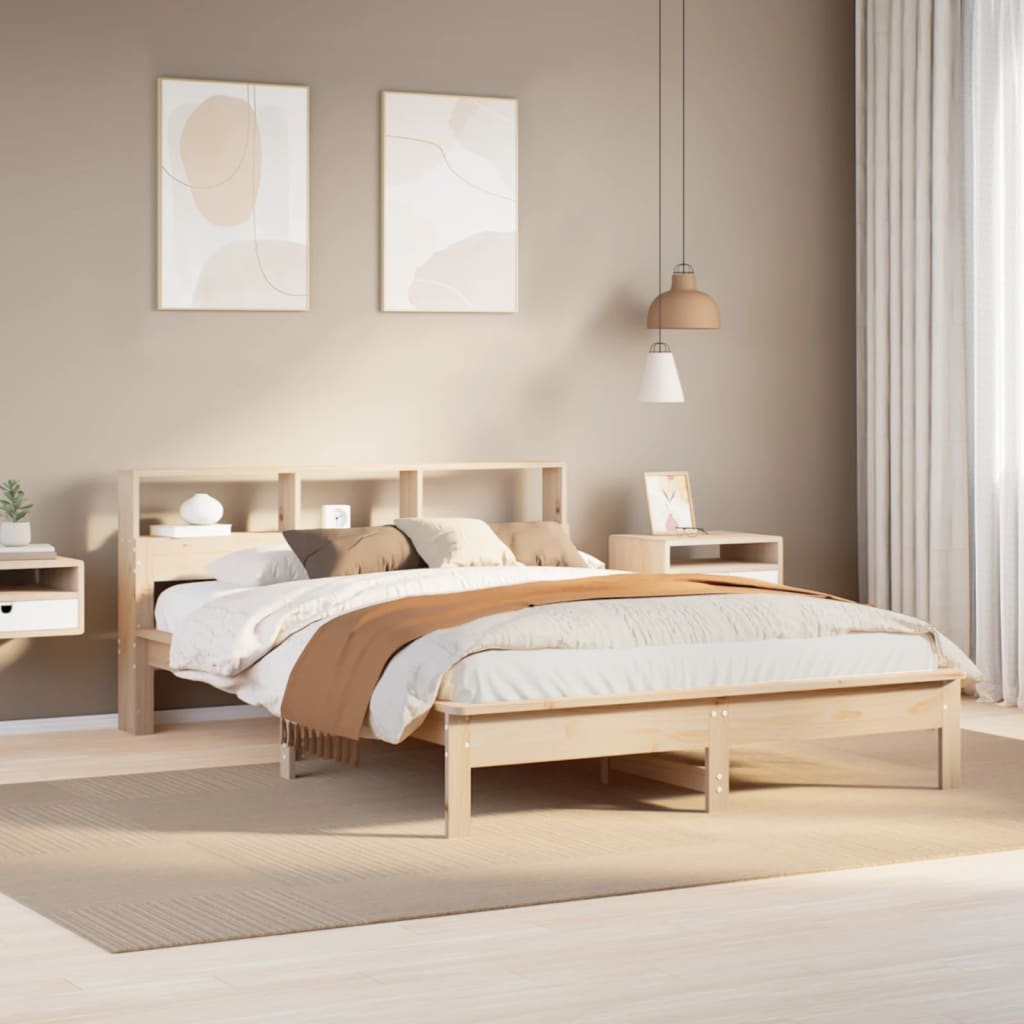 Lit bibliothèque sans matelas 120x190 cm bois de pin massif - XIOS