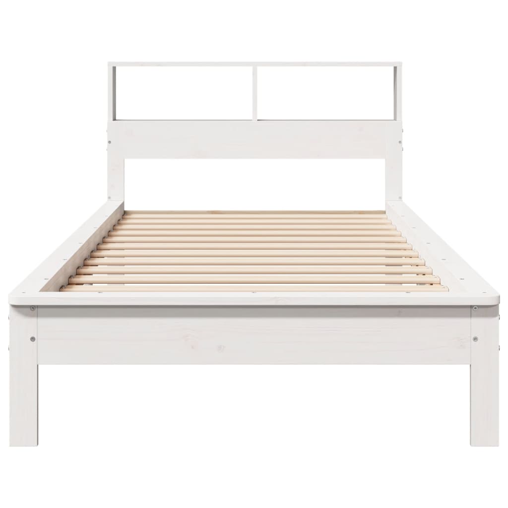 Lit bibliothèque sans matelas blanc 75x190cm bois de pin massif - XIOS