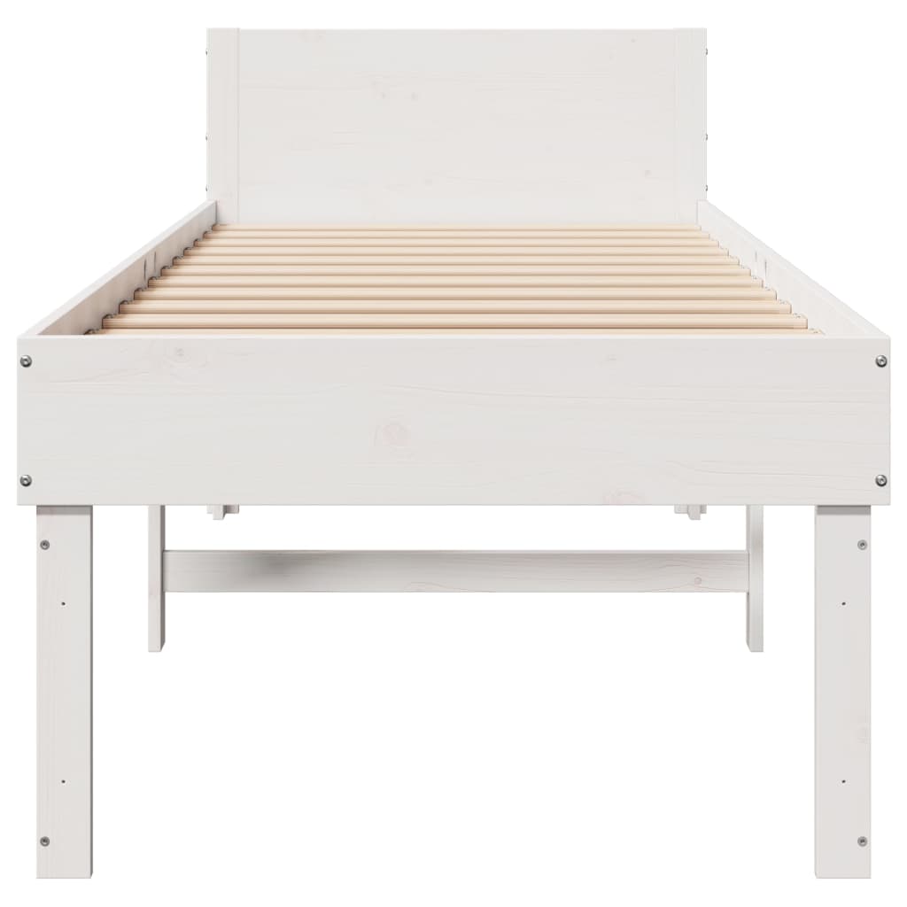 Cadre de lit sans matelas blanc 90x190 cm bois de pin massif - XIOS