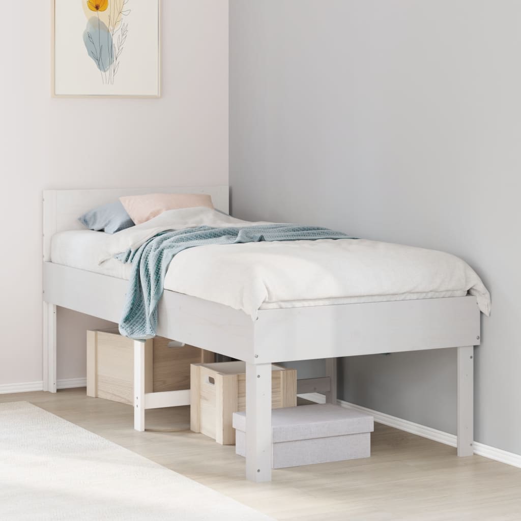 Cadre de lit sans matelas blanc 90x190 cm bois de pin massif - XIOS