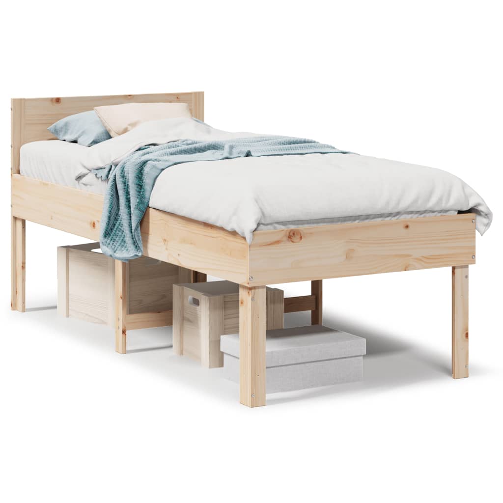 Cadre de lit sans matelas 75x190 cm bois de pin massif - XIOS