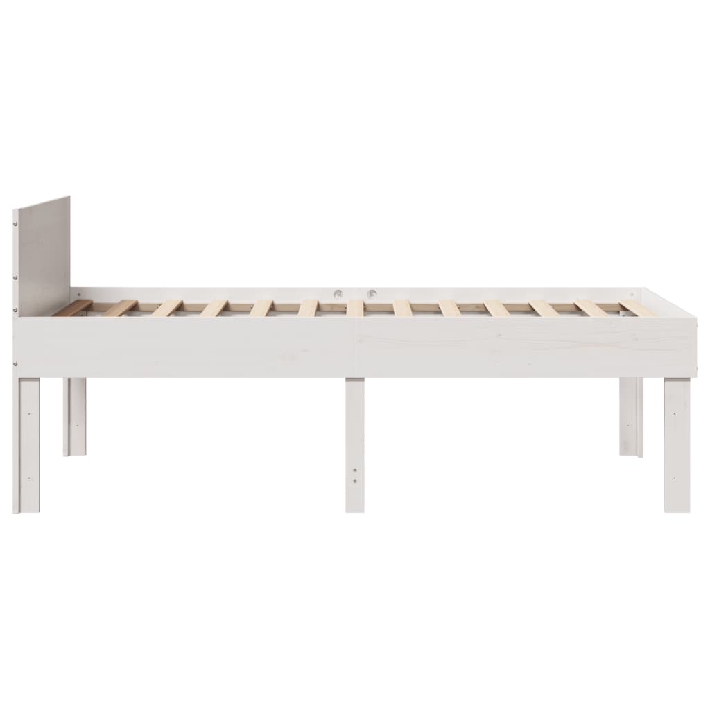 Cadre de lit sans matelas blanc 75x190 cm bois de pin massif - XIOS