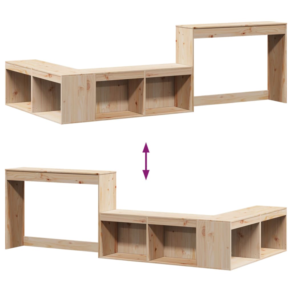 Table de chevet avec bureau 232x122x75 cm bois de pin massif - XIOS