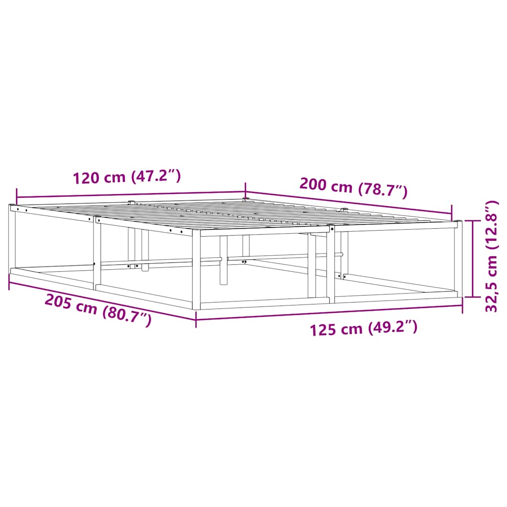 Cadre de lit sans matelas blanc 120x200 cm métal - XIOS