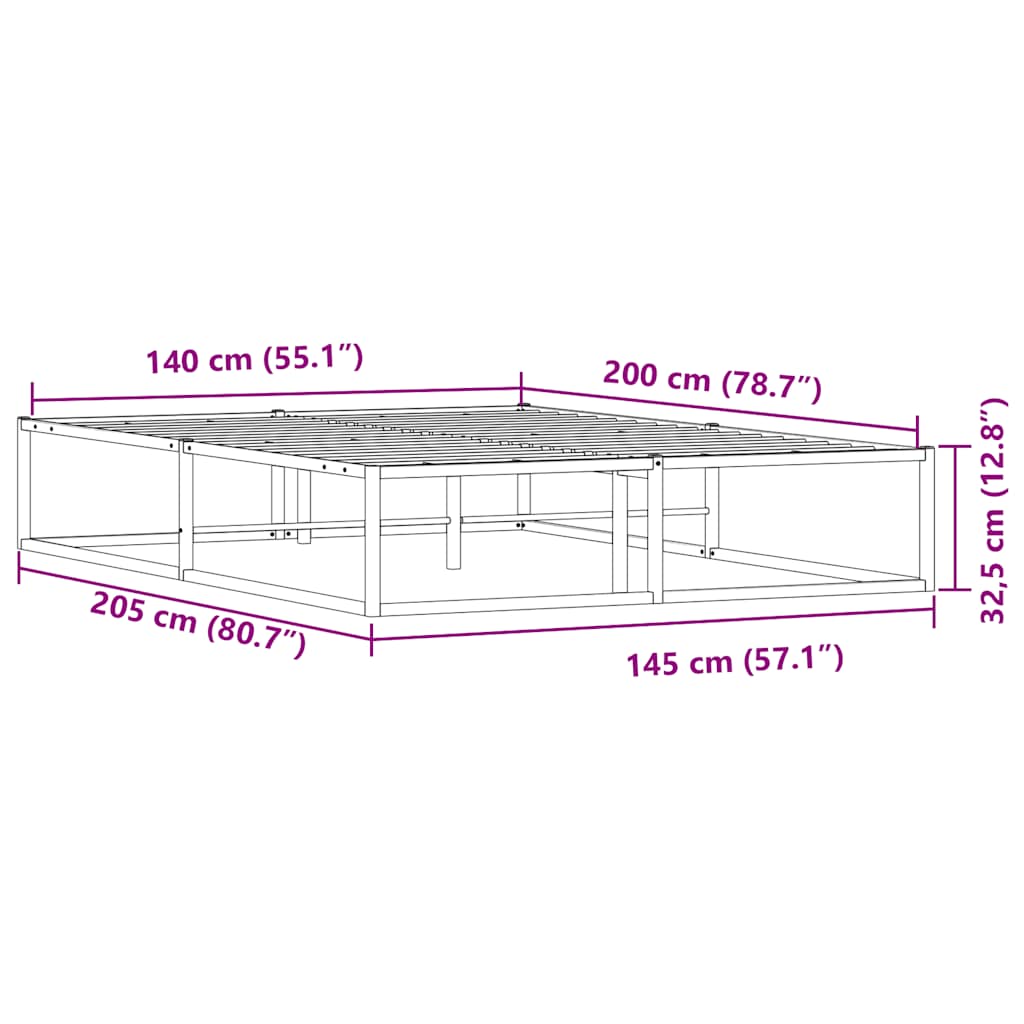 Cadre de lit sans matelas blanc 140x200 cm métal - XIOS