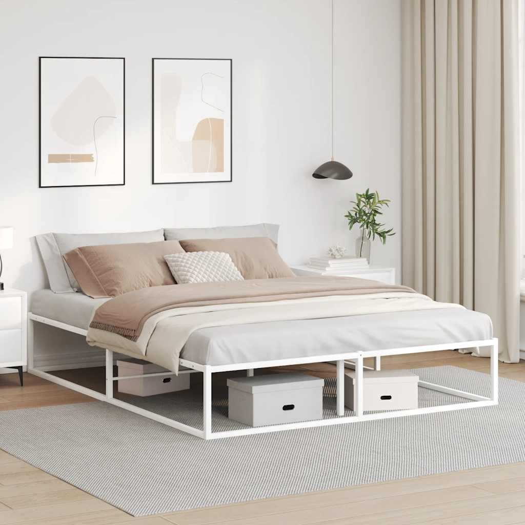 Cadre de lit sans matelas blanc 160x200 cm métal - XIOS