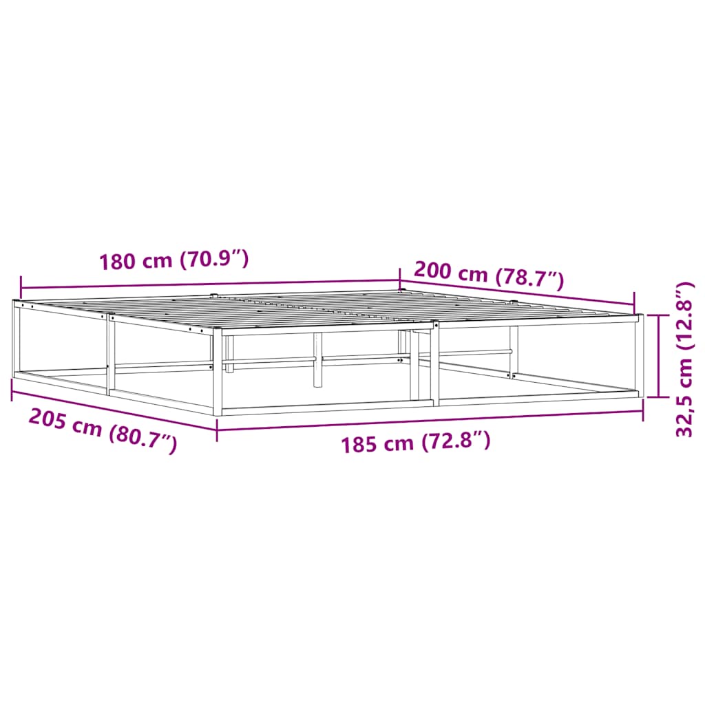 Cadre de lit sans matelas blanc 180x200 cm métal - XIOS