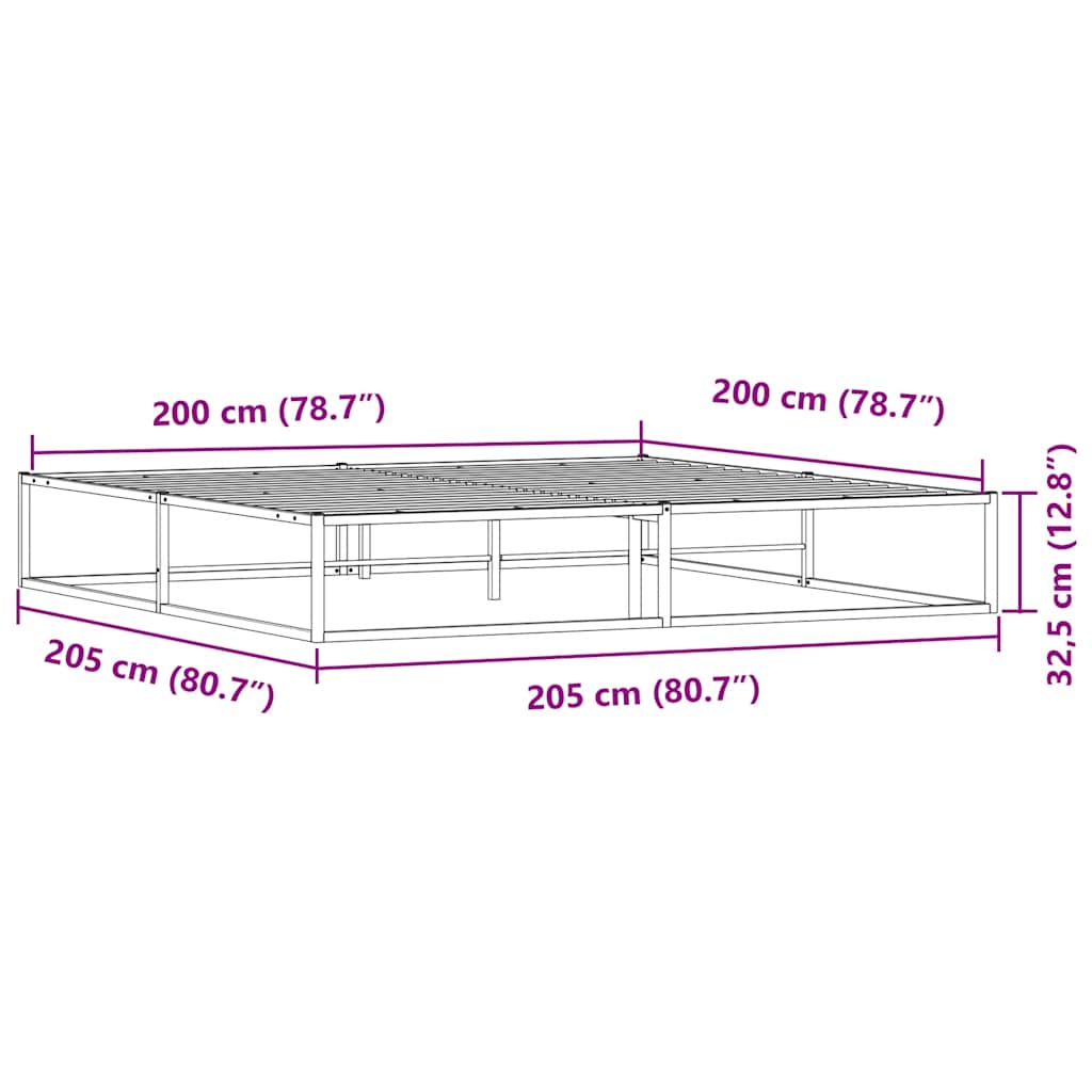 Cadre de lit sans matelas blanc 200x200 cm métal - XIOS