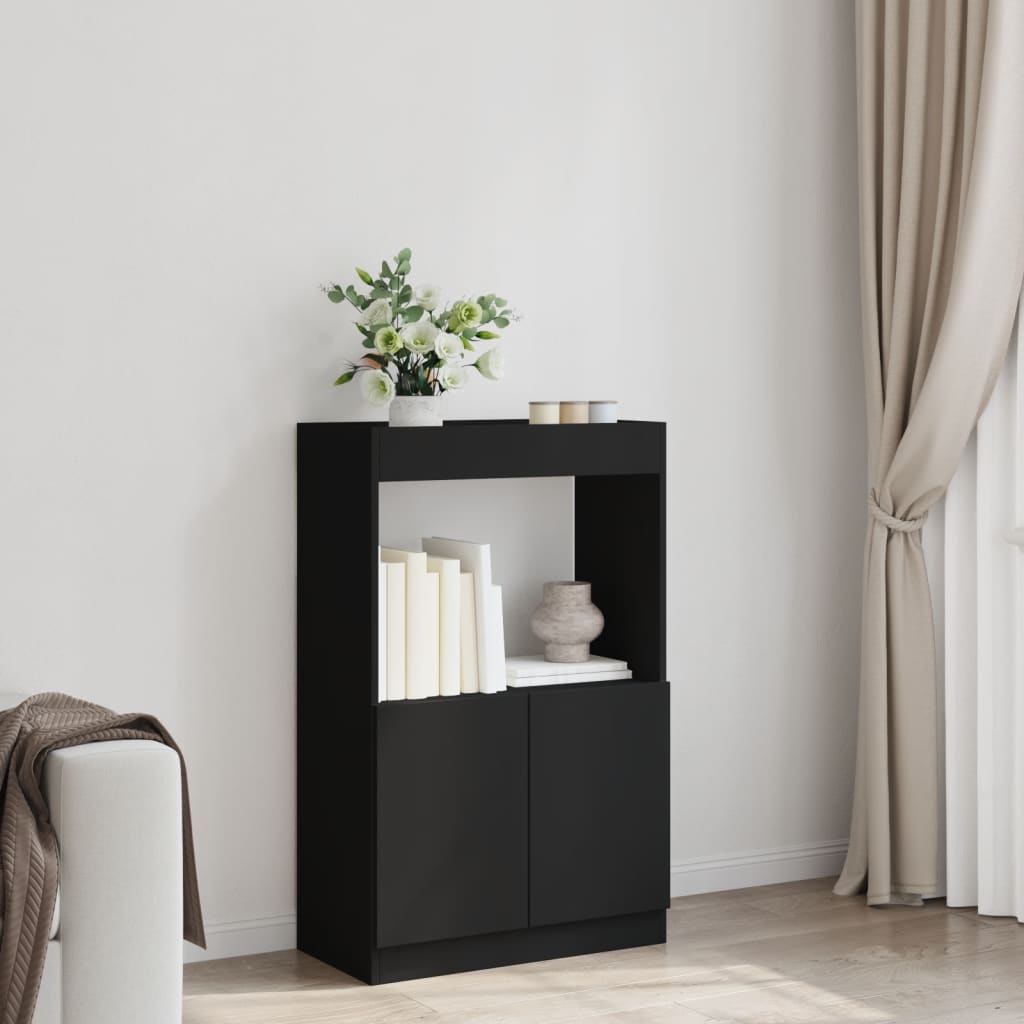 Buffet haut noir 63x33x100 cm bois d'ingénierie - XIOS