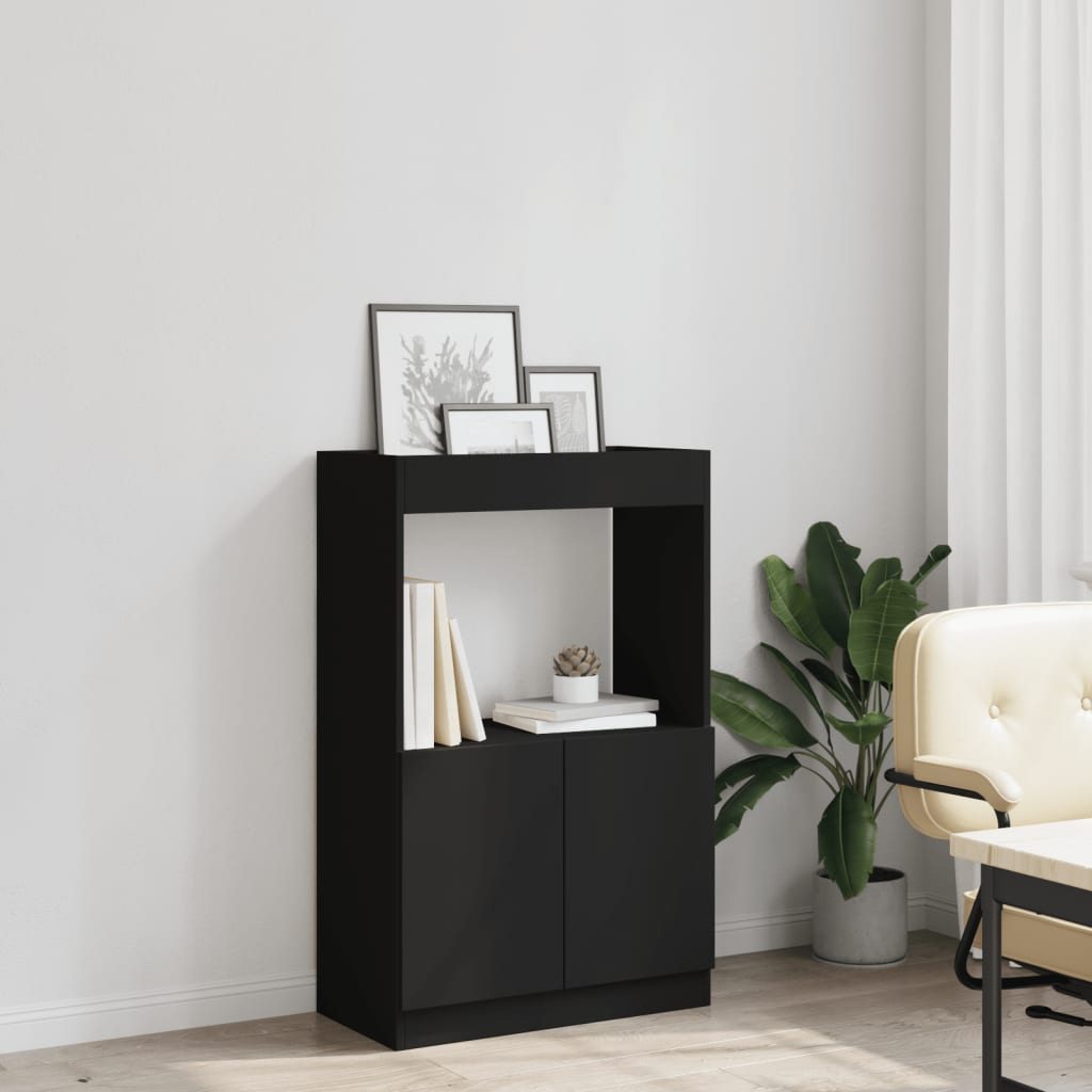 Buffet haut noir 63x33x100 cm bois d'ingénierie - XIOS