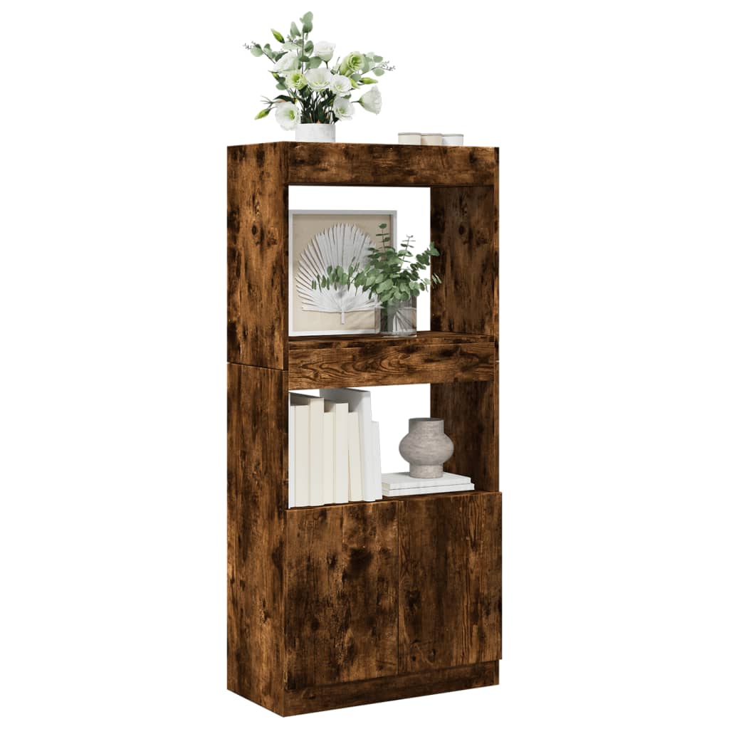 Buffet haut chêne fumé 63x33x140 cm bois d'ingénierie - XIOS